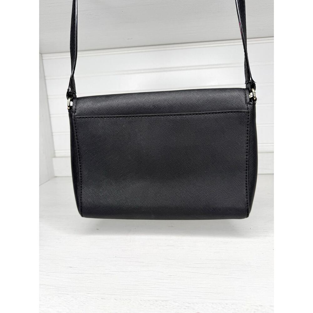 Kate Spade New York Black Saffiano Leather Flap Crossbody Shoulder Bag Purse - Picture 2 of 8